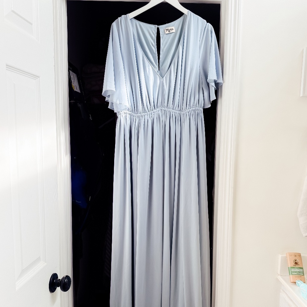 Show Me Your MuMu Emily Empire Maxi Bridesmaid Dress in Light Blue Size 3X